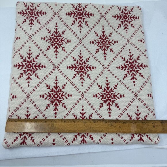 Pier 1 One Imports Red Snowflake Pillow Cover Nordic Winter Christmas Square 15" - Picture 4 of 4